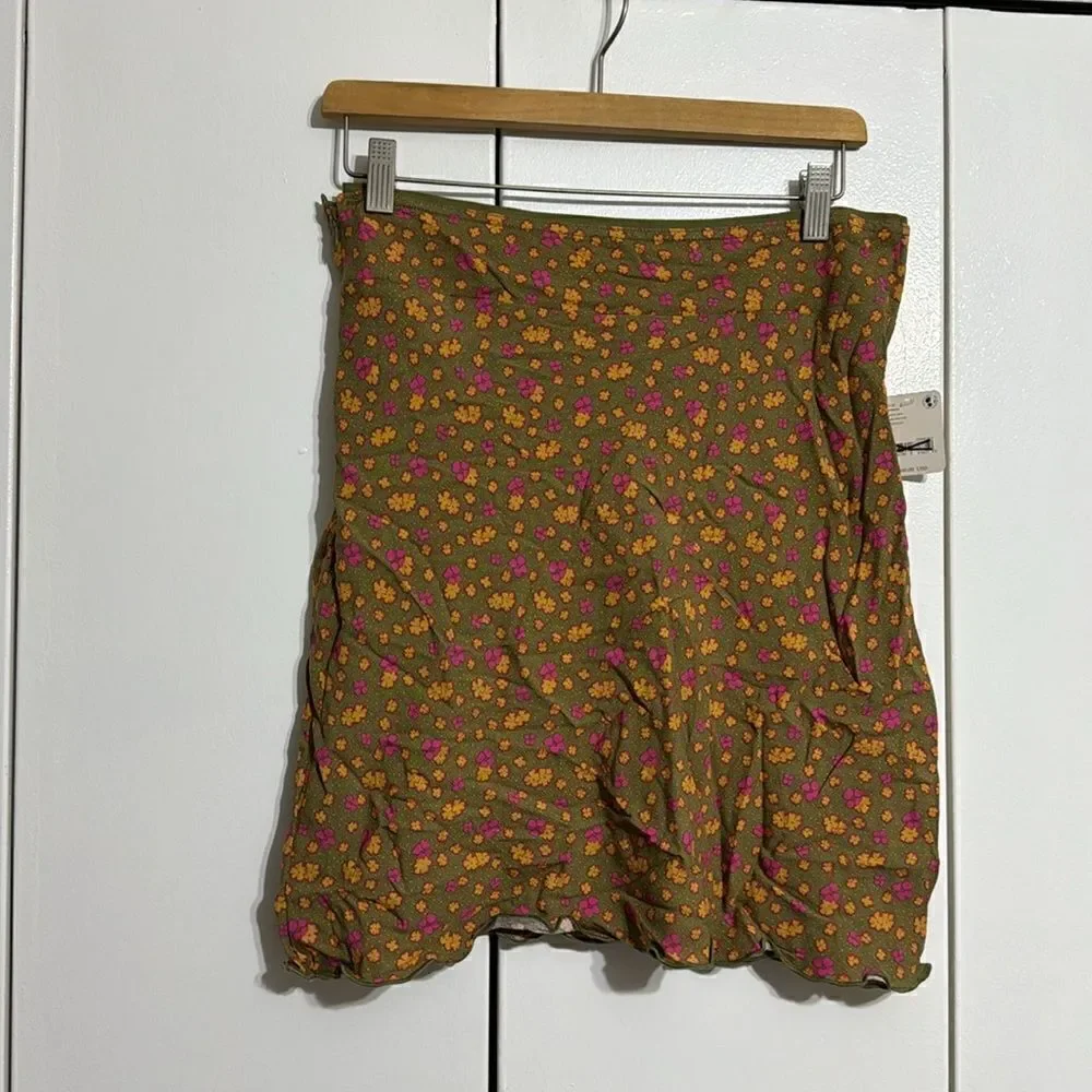 Free People IRL Midi Skirt Size 4 Green